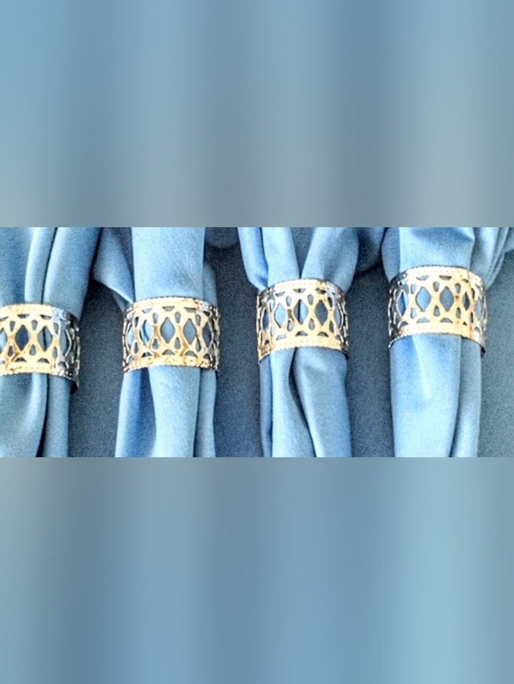 Vintage 70s Silver Plate Filigree Napkin Rings